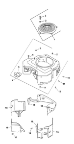 Kohler Cv680-3044 Blower Housing And Baffles Diagram and Parts List for Z-FORCES48 (53BH5FJB-53BH5FJB050)(2013) Cub Cadet Lawn Tractor